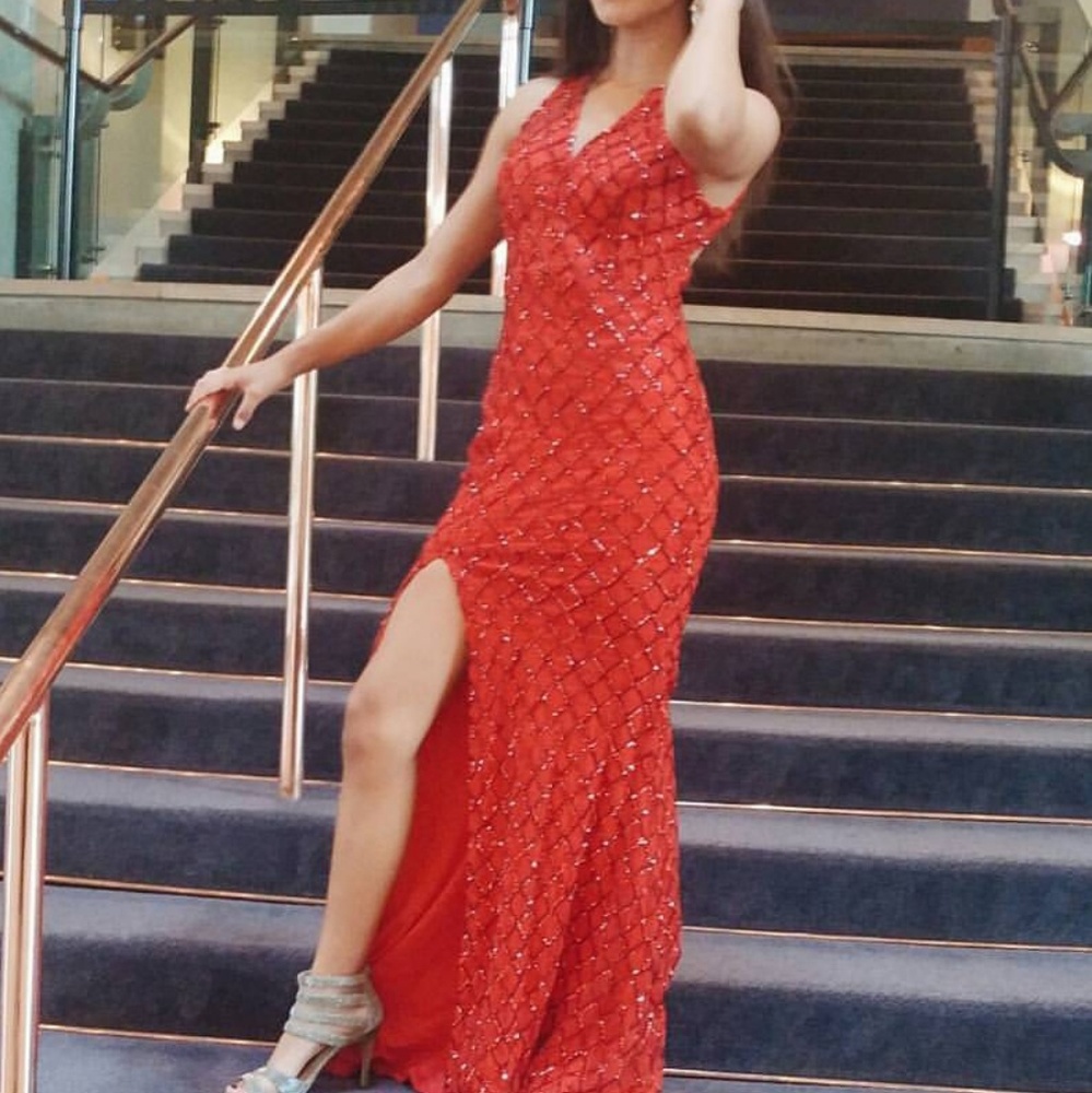 Windsor formal red sequined dress